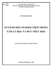 Luận văn So sánh một số khái niệm trong tâm lý học và duy thức học