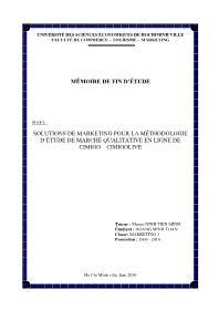 Luận văn Solutions de marketing pour la méthodologie d’étude de marché qualitative en ligne de cimigo – cimigolive - Hoàng Minh Toàn