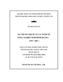 Luận văn Sự chuyển dịch cơ cấu kinh tế nông nghiệp tỉnh Bình Dương (1997 -2007 )
