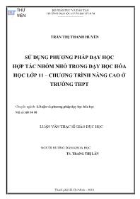 Luận văn Sử dụng phương pháp dạy học hợp tác nhóm nhỏ trong dạy học hóa học lớp 11 – chương trình nâng cao ở trường trung học phổ thông