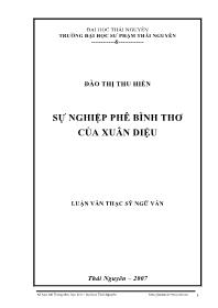 Luận văn Sự nghiệp phê bình thơ của Xuân Diệu