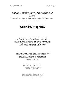 Luận văn Sự phát triển công nghiệp tỉnh Bình Dương trong thời kỳ đổi mới từ 1986 đến 2003