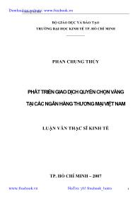 Luận văn Sự phát triển giao dịch quyền chọn vàng tại các ngân hàng thương mại Việt Nam