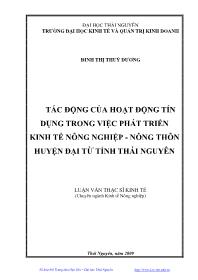Luận văn Tác động của hoạt động tín dụng trong việc phát triển kinh tế nông nghiệp - Nông thôn huyện Đại Từ tỉnh Thái Nguyên