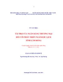 Luận văn Tài trợ của ngân hàng thương mại đối với phát triển ngành du lịch tỉnh Lâm Đồng