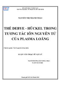 Luận văn Thế debye - Hückel trong tương tác iôn nguyên tử của plasma loãng