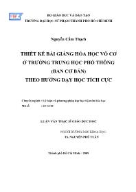 Luận văn Thiết kế bài giảng hóa học vô cơ ở trường trung học phổ thông (ban cơ bản) theo hướng dạy học tích cực