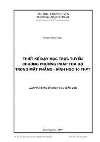 Luận văn Thiết kế dạy học trực tuyến chương phương pháp toạ độ trong mặt phẳng - Hình học 10 trung học phổ thông