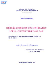 Luận văn Thiết kế e-Book dạy học môn hóa học lớp 12 – chương trình nâng cao