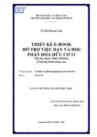 Luận văn Thiết kế e-Book hỗ trợ việc dạy và học phần hóa hữu cơ 11 trung học phổ thông (chương trình nâng cao)