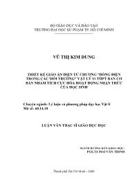 Luận văn Thiết kế giáo án điện tử chương “dòng điện trong các môi trường” vật lý 11 trung học phổ thông ban cơ bản nhằm tích cực hóa hoạt động nhận thức của học sinh