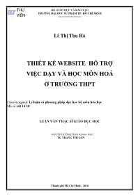 Luận văn Thiết kế website hỗ trợ việc dạy và học môn hoá ở trường trung học phổ thông