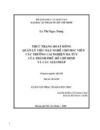Luận văn Thực trạng họat động quản lý việc dạy nghề cho học viên các trường cai nghiện ma túy của thành phố Hồ Chí Minh và các giải pháp