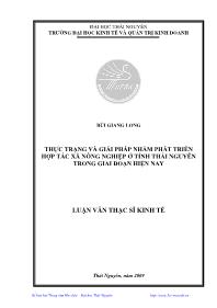 Luận văn Thực trạng và giải pháp nhằm phát triển hợp tác xã nông nghiệp ở tỉnh Thái Nguyên trong giai đoạn hiện nay