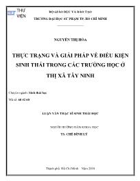 Luận văn Thực trạng và giải pháp về điều kiện sinh thái trong các trường học ở thị xã Tây Ninh