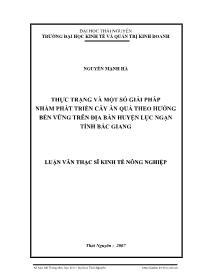 Luận văn Thực trạng và một số giải pháp nhằm phát triển cây ăn quả theo hướng bền vững trên địa bàn huyện Lục Ngạn tỉnh Bắc Giang