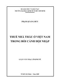Luận văn Thuế nhà thầu ở Việt Nam trong bối cảnh hội nhập