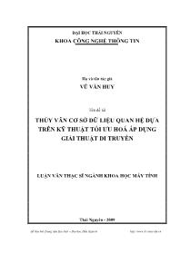 Luận văn Thủy vân cơ sở dữ liệu quan hệ dựa trên kỹ thuật tối ưu hoá áp dụng giải thuật di truyền
