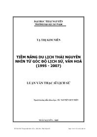 Luận văn Tiềm năng du lịch Thái Nguyên nhìn từ góc độ lịch sử, văn hoá (1995 - 2007)