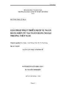 Luận văn Tìm giải pháp phát triển dịch vụ ngân hàng điện tử tại ngân hàng ngoại thương Việt Nam