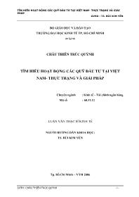 Luận văn Tìm hiểu hoạt động các quỹ đầu tư tại Việt Nam- Thực trạng và giải pháp