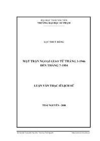 Luận văn Tìm hiểu mặt trận ngoại giao từ tháng 3-1946 đến tháng 7-1954