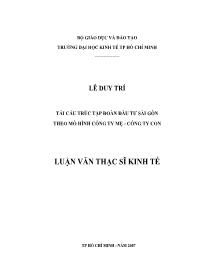 Luận văn Tìm hiểu tái cấu trúc tập đoàn đầu tư Sài Gòn theo mô hình công ty mẹ- Công ty con