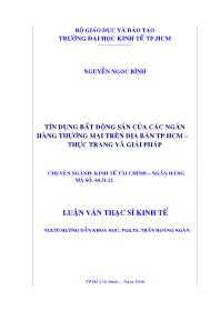 Luận văn Tìm hiểu tín dụng bất động sản của các ngân hàng thương mại trên địa bàn thành phố Hồ Chí Minh – thực trạng và giải pháp
