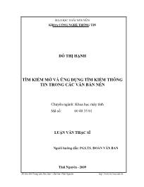 Luận văn Tìm kiếm mờ và ứng dụng tìm kiếm thông tin trong các văn bản nén