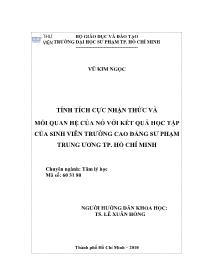 Luận văn Tính tích cực nhận thức và mối quan hệ của nó với kết quả học tập của sinh viên trường cao đẳng sư phạm trung ương thành phố Hồ Chí Minh