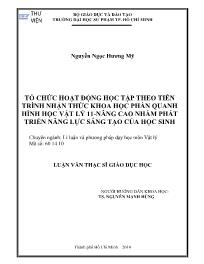 Luận văn Tổ chức hoạt động học tập theo tiến trình nhận thức khoa học phần quanh hình học vật lý 11-Nâng cao nhằm phát triển năng lực sáng tạo của học sinh