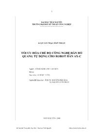 Luận văn Tối ưu hóa chế độ công nghệ hàn hồ quang tự động cho robot hàn Ax-C