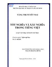 Luận văn Tốt nghĩa và xấu nghĩa trong tiếng Việt