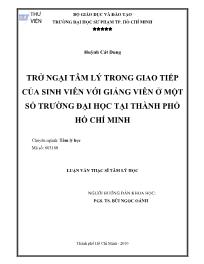 Luận văn Trở ngại tâm lý trong giao tiếp của sinh viên với giảng viên ở một số trường đại học tại thành phố Hồ Chí Minh