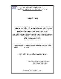 Luận văn Xây dựng bản đồ khái niệm và vận dụng thiết kế website hỗ trợ dạy học chương “dòng điện trong các môi trường
