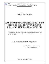 Luận văn Xây dựng bộ đề phần hóa học vô cơ giúp học sinh trung học phổ thông tăng cường khả năng tự kiểm tra – đánh giá