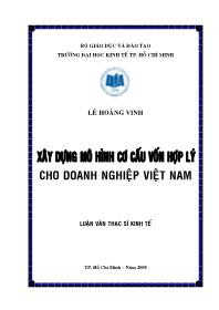 Luận văn Xây dựng mô hình cơ cấu vốn hợp lý cho doanh nghiệp Việt Nam