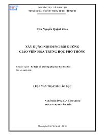 Luận văn Xây dựng nội dung bồi dưỡng giáo viên hóa trung học phổ thông