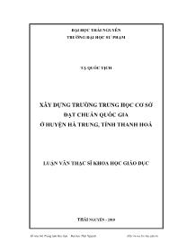 Luận văn Xây dựng trường trung học cơ sở đạt chuẩn quốc gia ở huyện Hà Trung, tỉnh Thanh Hoá