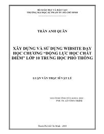 Luận văn Xây dựng và sử dụng wibsite dạy học chương “động lực học chất điểm” lớp 10 trung học phổ thông