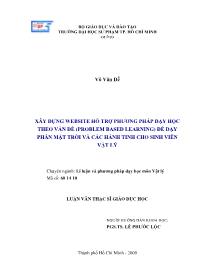 Luận văn Xây dựng website hỗ trợ phương pháp dạy học theo vấn đề (problem based learning) để dạy phần mặt trời và các hành tinh cho sinh viên vật lý
