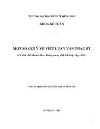 Một số gợi ý về viết Luận văn  thạc sỹ