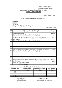 Bảng tính kinh phí quản lý dự án