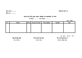 Báo cáo kết quả hoạt động sự nghiệp có thu từ tháng :……........ đến tháng..................