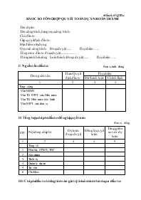 Báo cáo tổng hợp quyết toán dự án hoàn thành