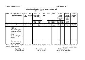 Báo cáo xuất bán vật tư hàng hoá dự trữ