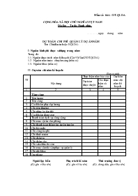 Dự toán chi phí quản lý dự án năm…