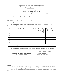 Đơn xin học bổ sung (dành cho sinh viên học bổ sung lần 1, học cải thiện hoặc học lại)