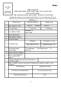Phiếu đăng ký dành cho người nước ngoài học tập tại Việt Nam (Phụ lục I)