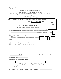 Phiếu đăng ký tuyển thẳng vào đại học, cao đẳng năm 2013 (kèm theo công văn số:1880/bgdđt-Ktkđclgd ngày 22 tháng 3 năm 2013 của bộ giáo dục và đào tạo)